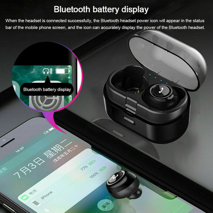 1 Pair Bluetooth 5.0 Mini Earbuds Headset Wireless Earphones Stereo Headphones