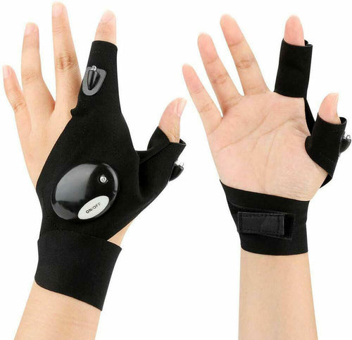 1 Pair Fingerless LED Flashlight Gloves Auto Repair Fishing Hiking