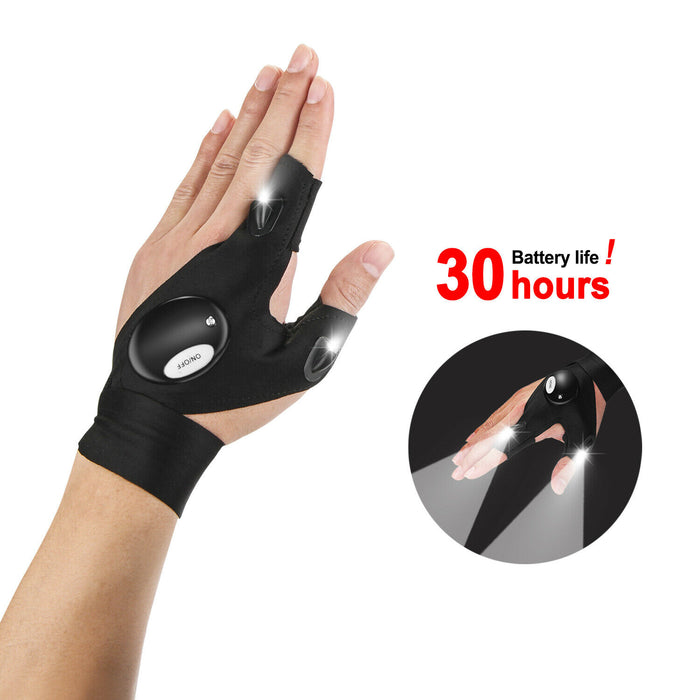 1 Pair Fingerless LED Flashlight Gloves Auto Repair Fishing Hiking