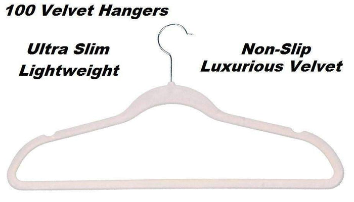 100 Beige Space Saving Velvet Coat Hangers