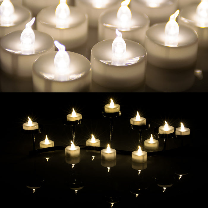 100pcs Warm White LED Candle Tea Light Flameless Non-Flickering Tealight