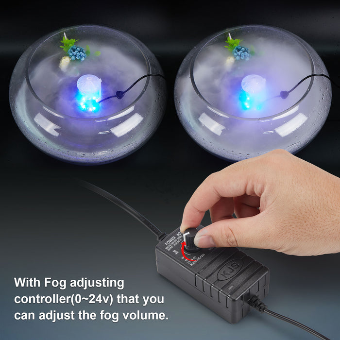 12 LED Lights Mist Maker Fogger Adjustable Fog Atomizer Mini Air Humidifier Pond