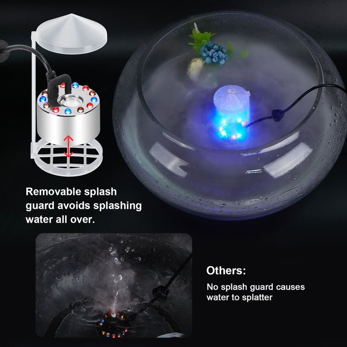 12 LED Lights Mist Maker Fogger Adjustable Fog Atomizer Mini Air Humidifier Pond