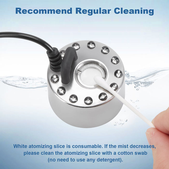 12 LED Lights Mist Maker Fogger Adjustable Fog Atomizer Mini Air Humidifier Pond