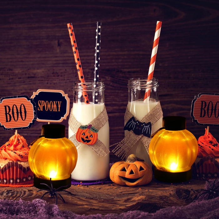 12 Packs LED Pumpkin Tealights Smokeless Candles Halloween Chrismas Parties