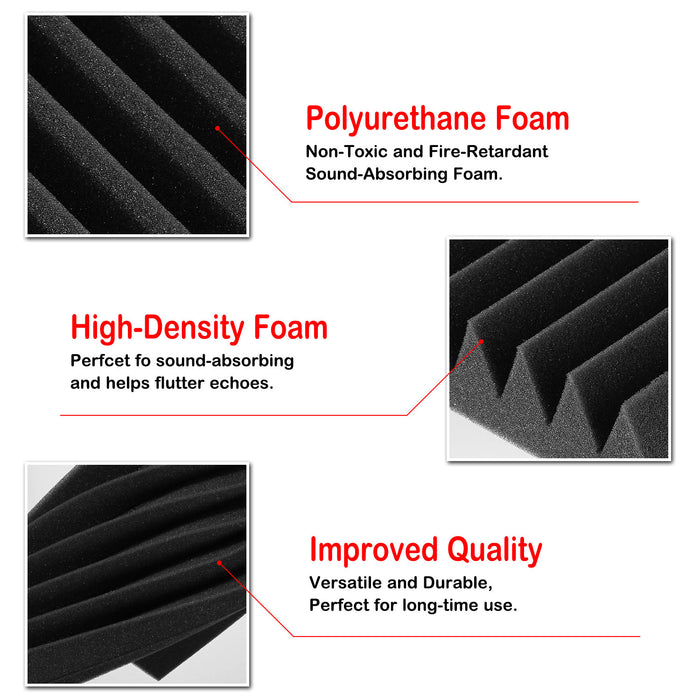 12Packs Sound Proof Padding Acoustic Foam Panels for Studio Kid’s Room Office Podcast Recording