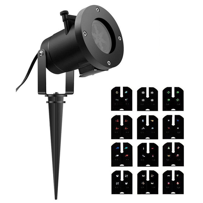 12Pattern Outdoor LED Moving Laser Projector Light Landscape Garden Xmas Lamp US 12W