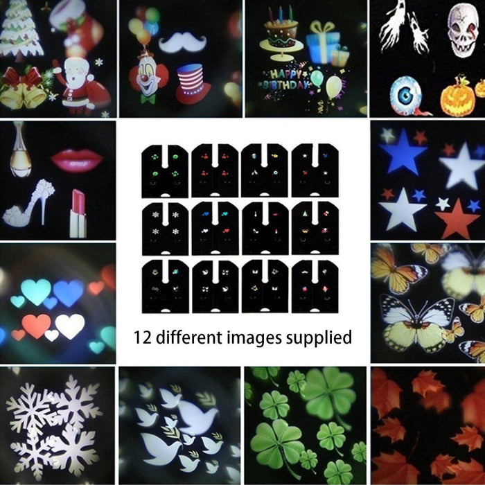 12Pattern Outdoor LED Moving Laser Projector Light Landscape Garden Xmas Lamp US 12W