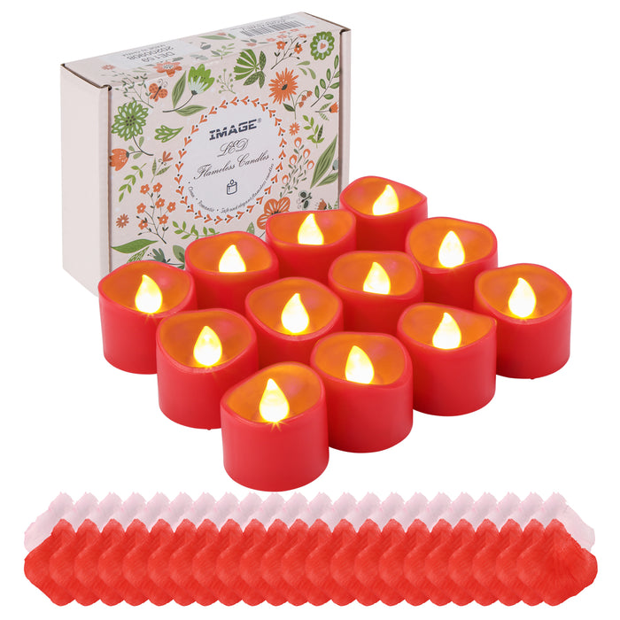 12Pcs Amber Yellow LED Tealight Flameless Candles with Timer