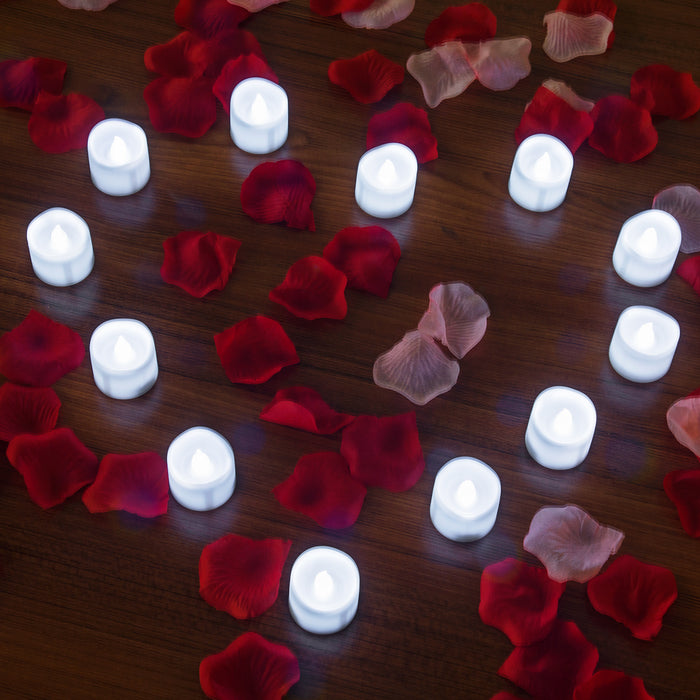 12Pcs Cool White Flickering Led Tealight Timer Candles