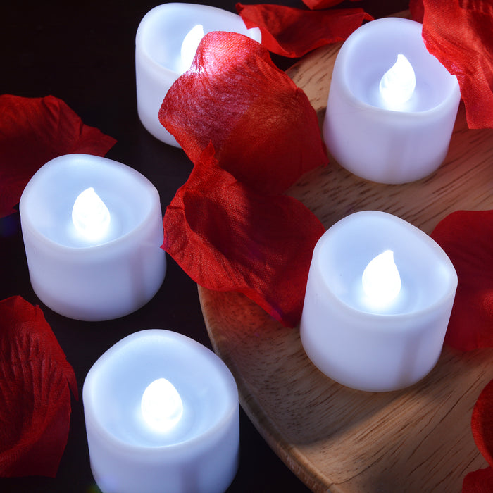 12Pcs Cool White Flickering Led Tealight Timer Candles