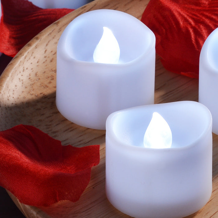 12Pcs Cool White Flickering Led Tealight Timer Candles