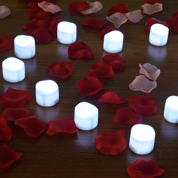 12Pcs Cool White Flickering Led Tealight Timer Candles