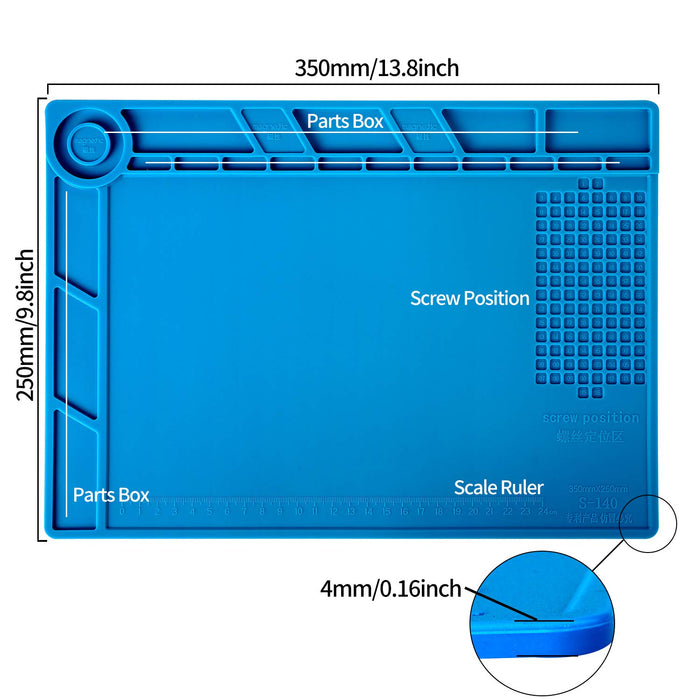 13.8" * 9.8" Magnetic Soldering Silicone Heat Insulation Mat for BGA Iron Gun Workbench Cell Phone