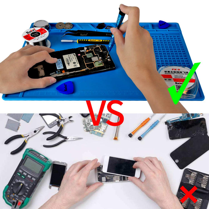 13.8" * 9.8" Magnetic Soldering Silicone Heat Insulation Mat for BGA Iron Gun Workbench Cell Phone