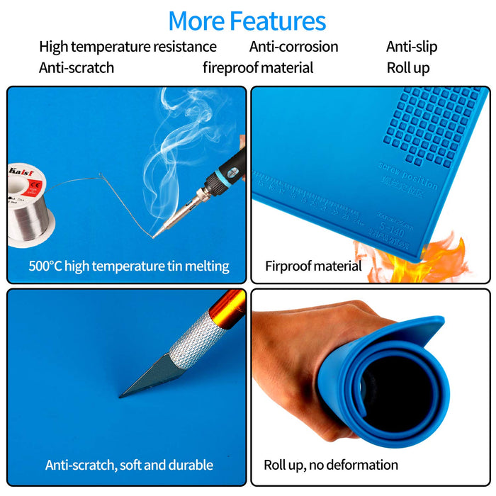 13.8" * 9.8" Magnetic Soldering Silicone Heat Insulation Mat for BGA Iron Gun Workbench Cell Phone