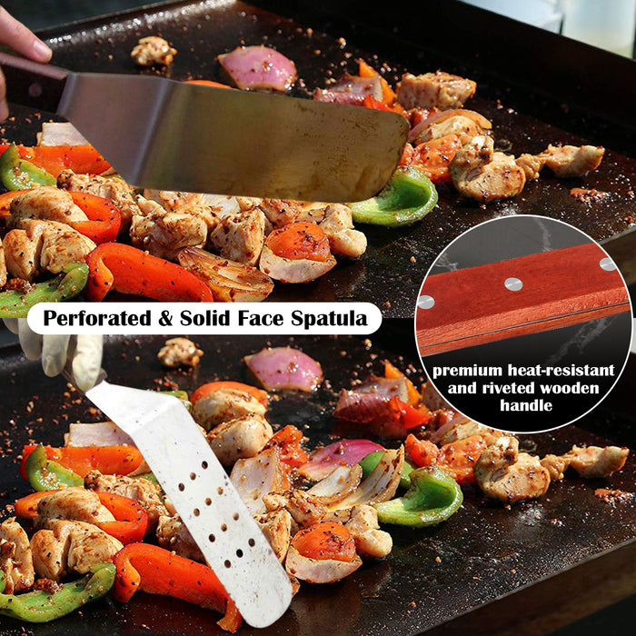 14pcs BBQ Grill Tool Set Barbecue Kabob Skewers Tongs Spatulas Brush Cutting Kit