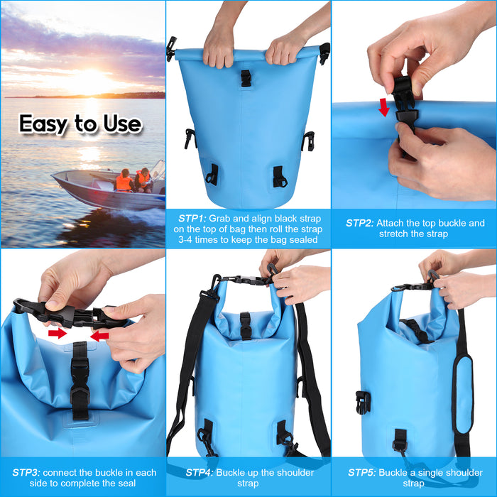 15L Waterproof Lightweight Dry Bag Rafting Boating Camping Hiking Blue