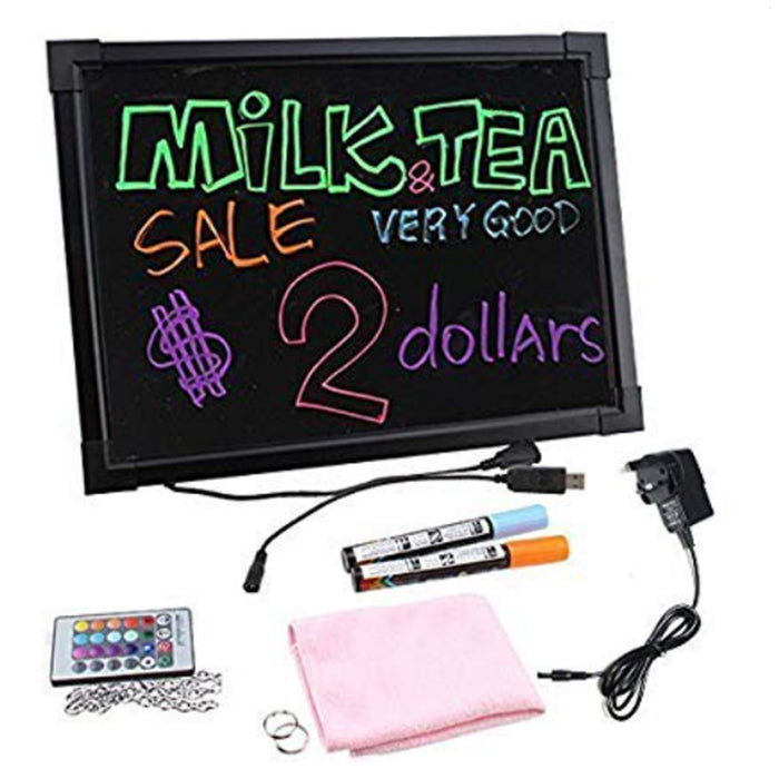 16x12" LED Flashing Illuminated Erasable Neon Sign Remote Message Menu Writing