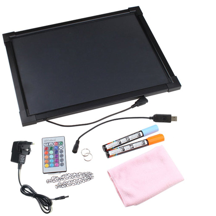 16x12" LED Flashing Illuminated Erasable Neon Sign Remote Message Menu Writing