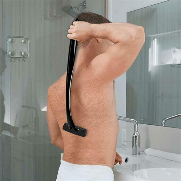 18in Back Hair Removal Body Shaver Ergonomic Handle Shave Wet/Dry w/ 13 Blades