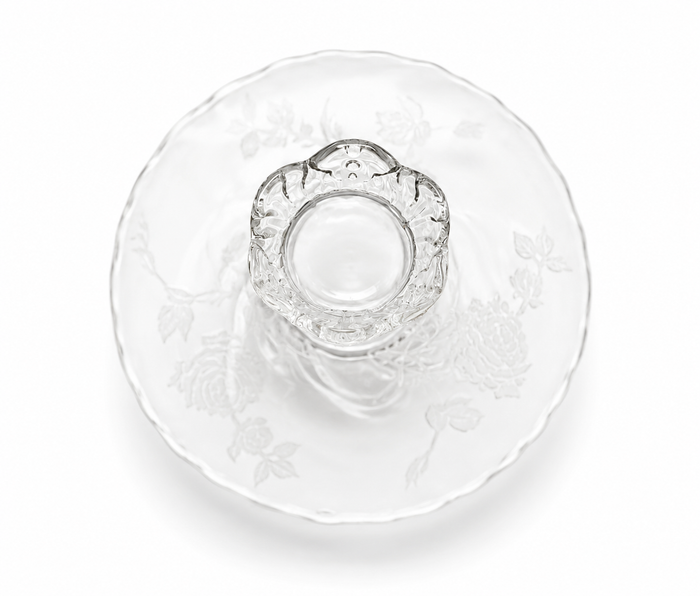 Vintage Heisey Rose Open Jam Server - Depression Era Etched Glass