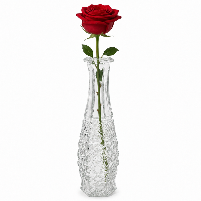 1960s Anchor Hocking Wexford Clear Pressed Glass Bud Vase - USA