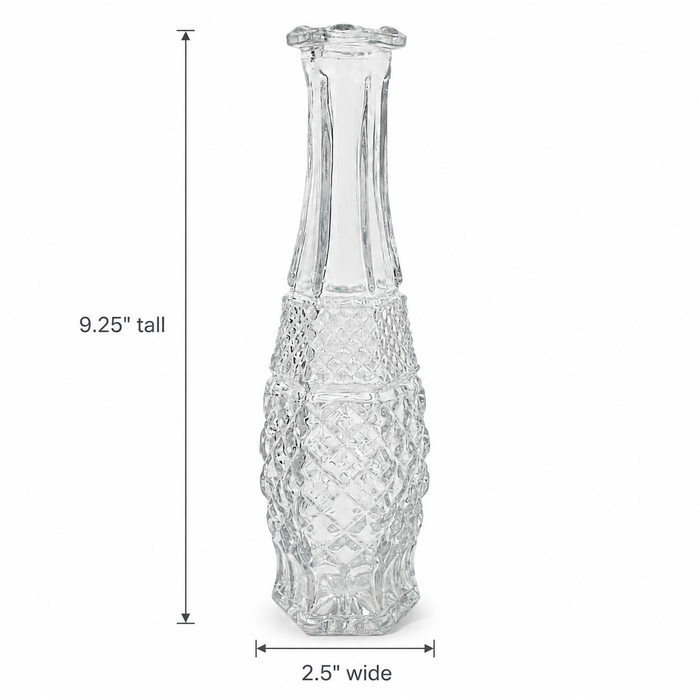 1960s Anchor Hocking Wexford Clear Pressed Glass Bud Vase - USA