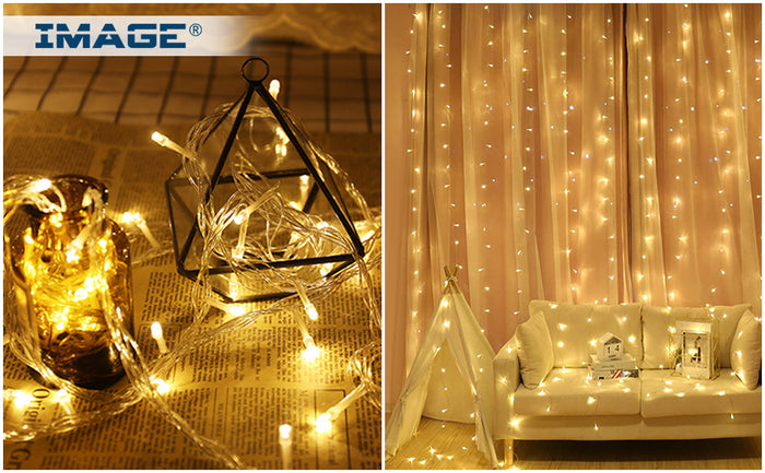 19.6*6.6FT 448LED Warm White Waterproof String Fairy Curtain Lights Window Xmas Decor