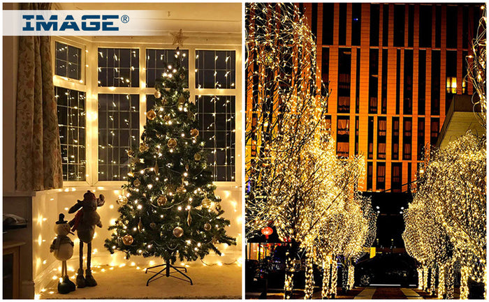 19.6*6.6FT 448LED Warm White Waterproof String Fairy Curtain Lights Window Xmas Decor
