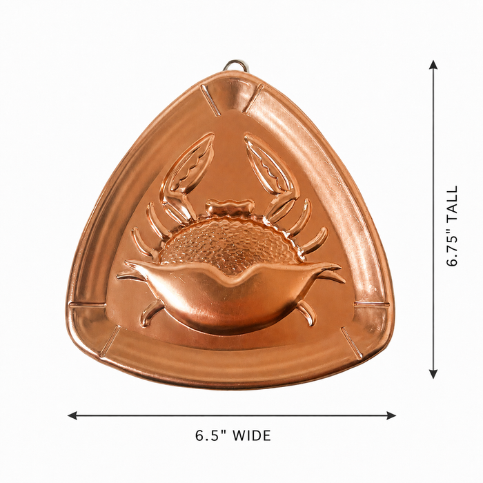 1970s West Bend Copper-Tone Aluminum Crab Mold - Vintage Coastal Decor