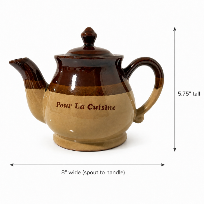 1980a Pour La Cuisine Brown Stoneware Teapot - French Country Style