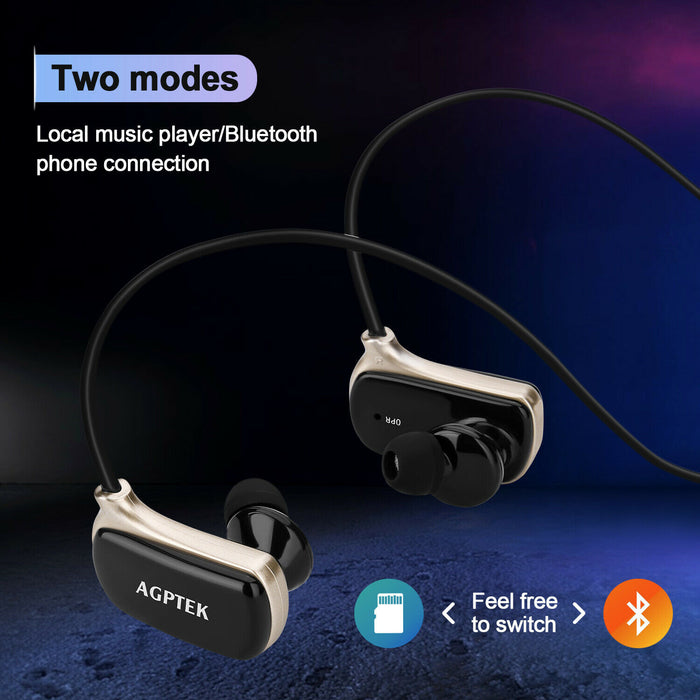 2 in 1 Sports MP3 Player Waterproof Stereo Bluetooth Headsets Earphone 16GB