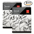 2 Pack Spiral Sketch Book 9X12" Pad 100 Sheets Drawing Paper Pencil Pastel New