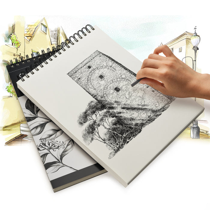 2 Pack Spiral Sketch Book 9X12" Pad 100 Sheets Drawing Paper Pencil Pastel New