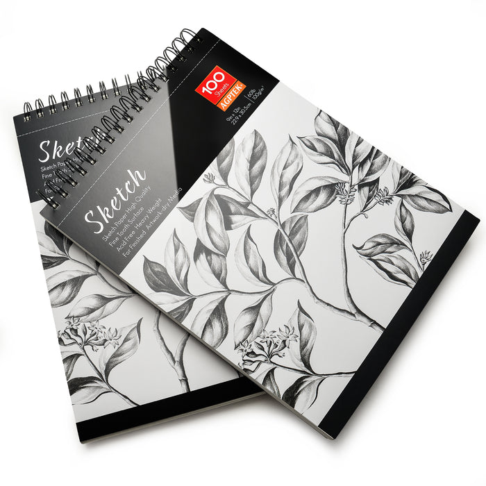2 Pack Spiral Sketch Book 9X12" Pad 100 Sheets Drawing Paper Pencil Pastel New