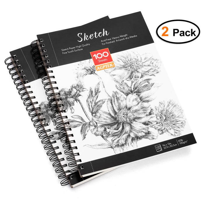 2 Packs Art SketchBook 100 Pages for Writers Illustrators