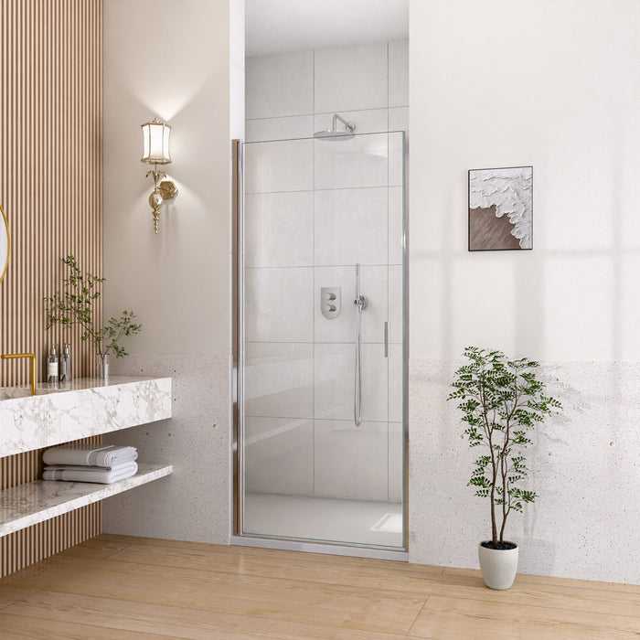 24" W x 72" H Semi-Frameless Circular Pivot Shower Door With 1/4" (6mm) Thick SGCC Tempered Glass