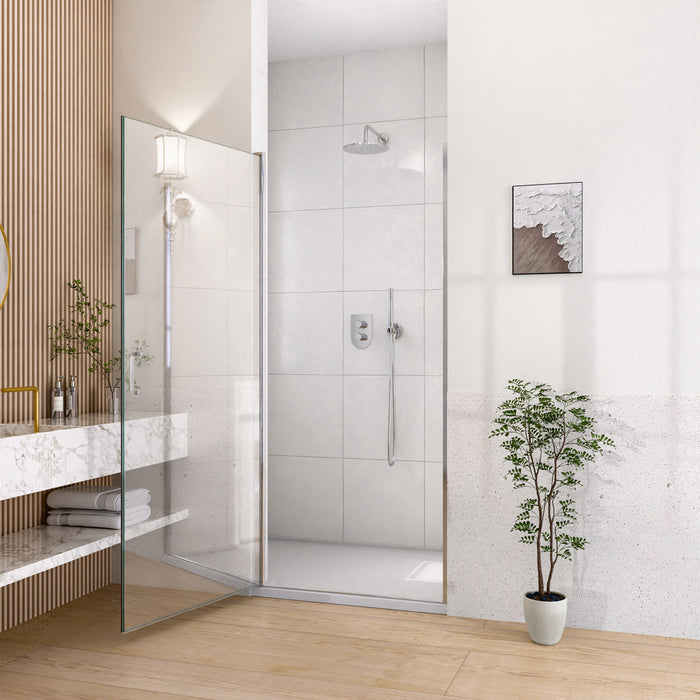 24" W x 72" H Semi-Frameless Circular Pivot Shower Door With 1/4" (6mm) Thick SGCC Tempered Glass
