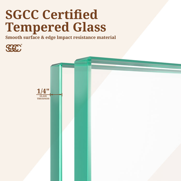 24" W x 72" H Semi-Frameless Circular Pivot Shower Door With 1/4" (6mm) Thick SGCC Tempered Glass