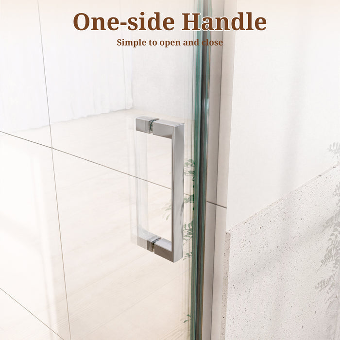 24" W x 72" H Semi-Frameless Circular Pivot Shower Door With 1/4" (6mm) Thick SGCC Tempered Glass