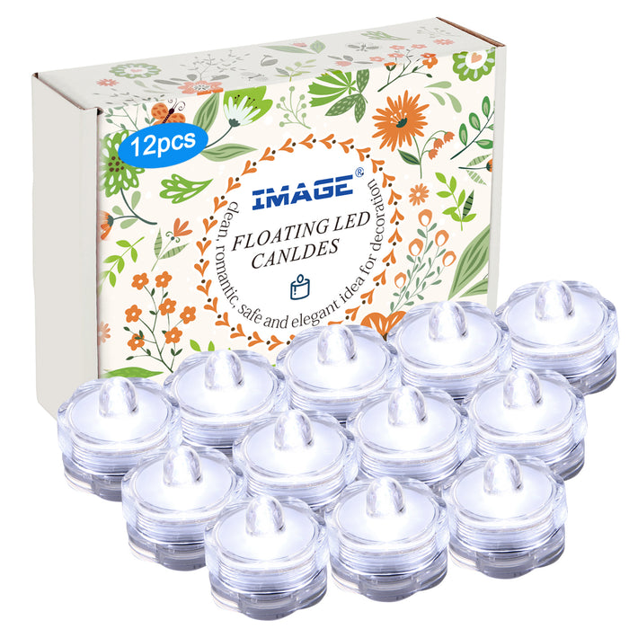 24x LED Submersible Waterproof Wedding Decoration Battery Light Candles White