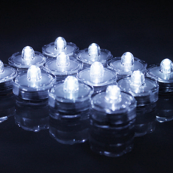 24x LED Submersible Waterproof Wedding Decoration Battery Light Candles White