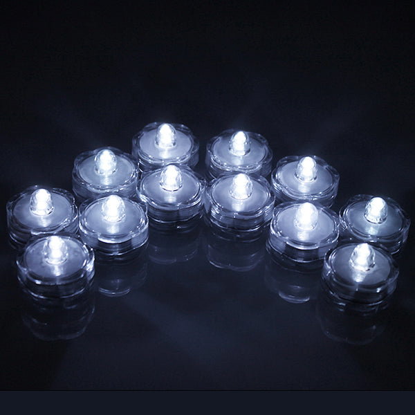 24x LED Submersible Waterproof Wedding Decoration Battery Light Candles White