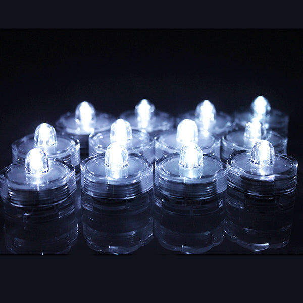 24x LED Submersible Waterproof Wedding Decoration Battery Light Candles White