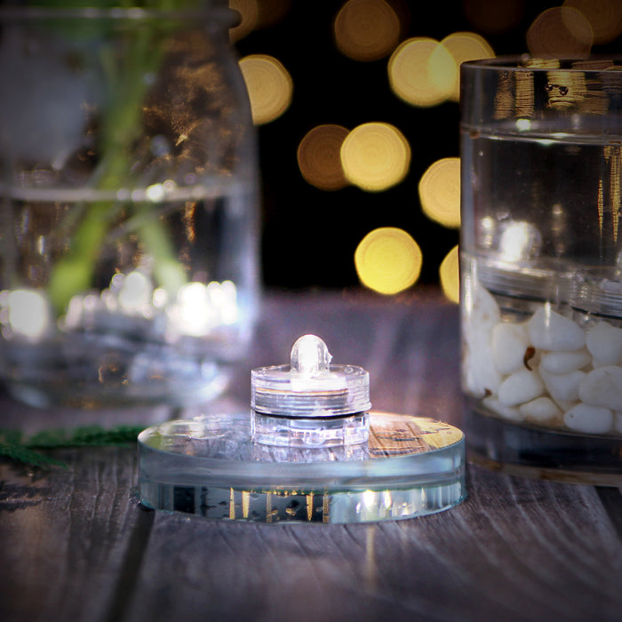 24x LED Submersible Waterproof Wedding Decoration Battery Light Candles White