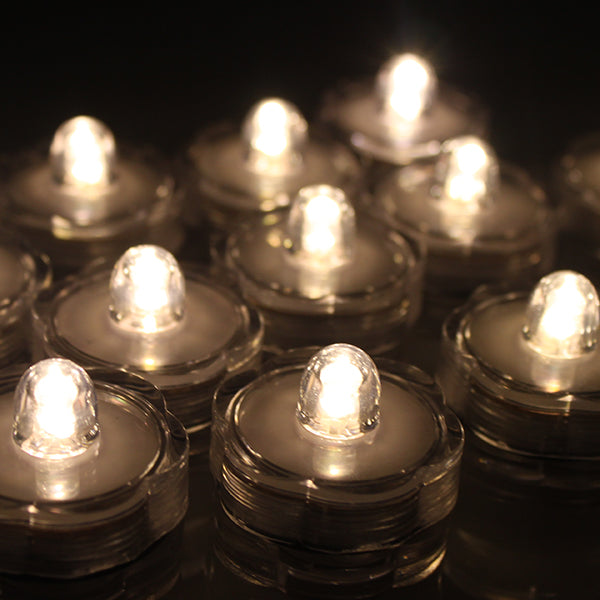 24x LED Submersible Waterproof Wedding Xmas Floral Decoration Tea Vase Battery light Candles warm white