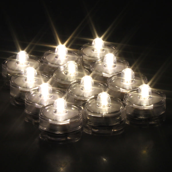 24x LED Submersible Waterproof Wedding Xmas Floral Decoration Tea Vase Battery light Candles warm white
