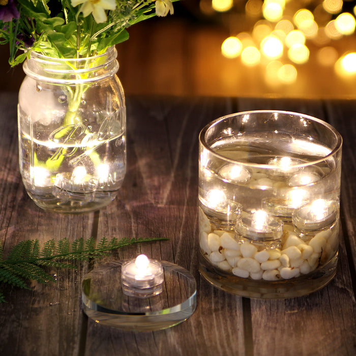 24x LED Submersible Waterproof Wedding Xmas Floral Decoration Tea Vase Battery light Candles warm white