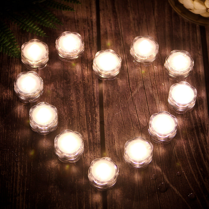 24x LED Submersible Waterproof Wedding Xmas Floral Decoration Tea Vase Battery light Candles warm white
